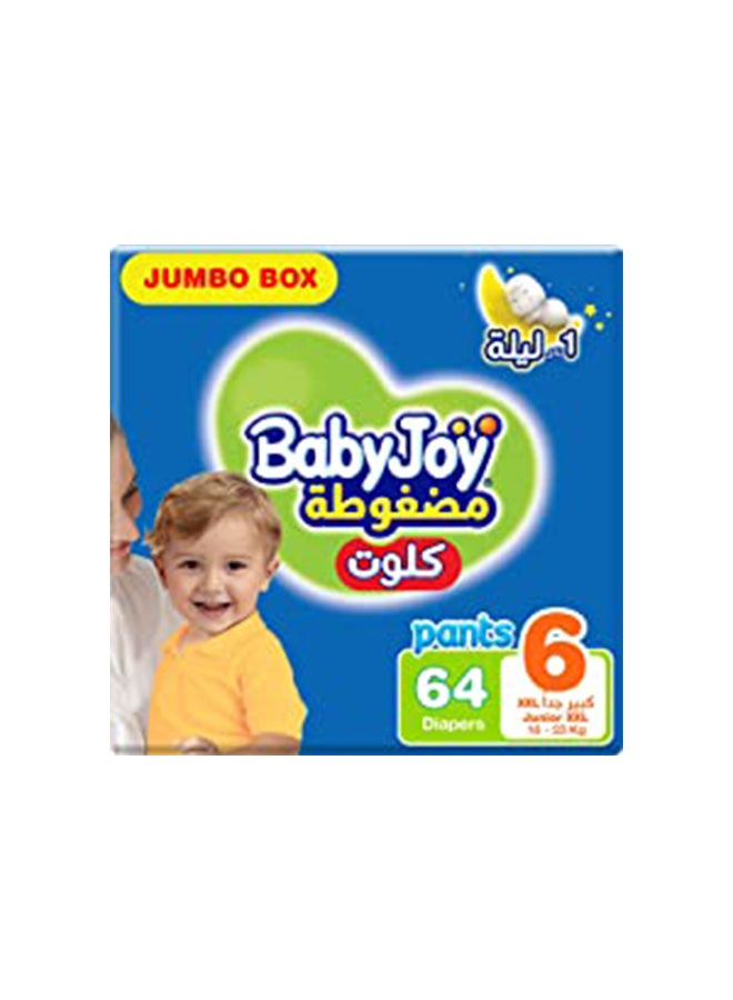 Compressed Culotte Pants Diaper, Size 6, Junior XXL, 16-23 Kg, Jumbo Box, 64 Diapers