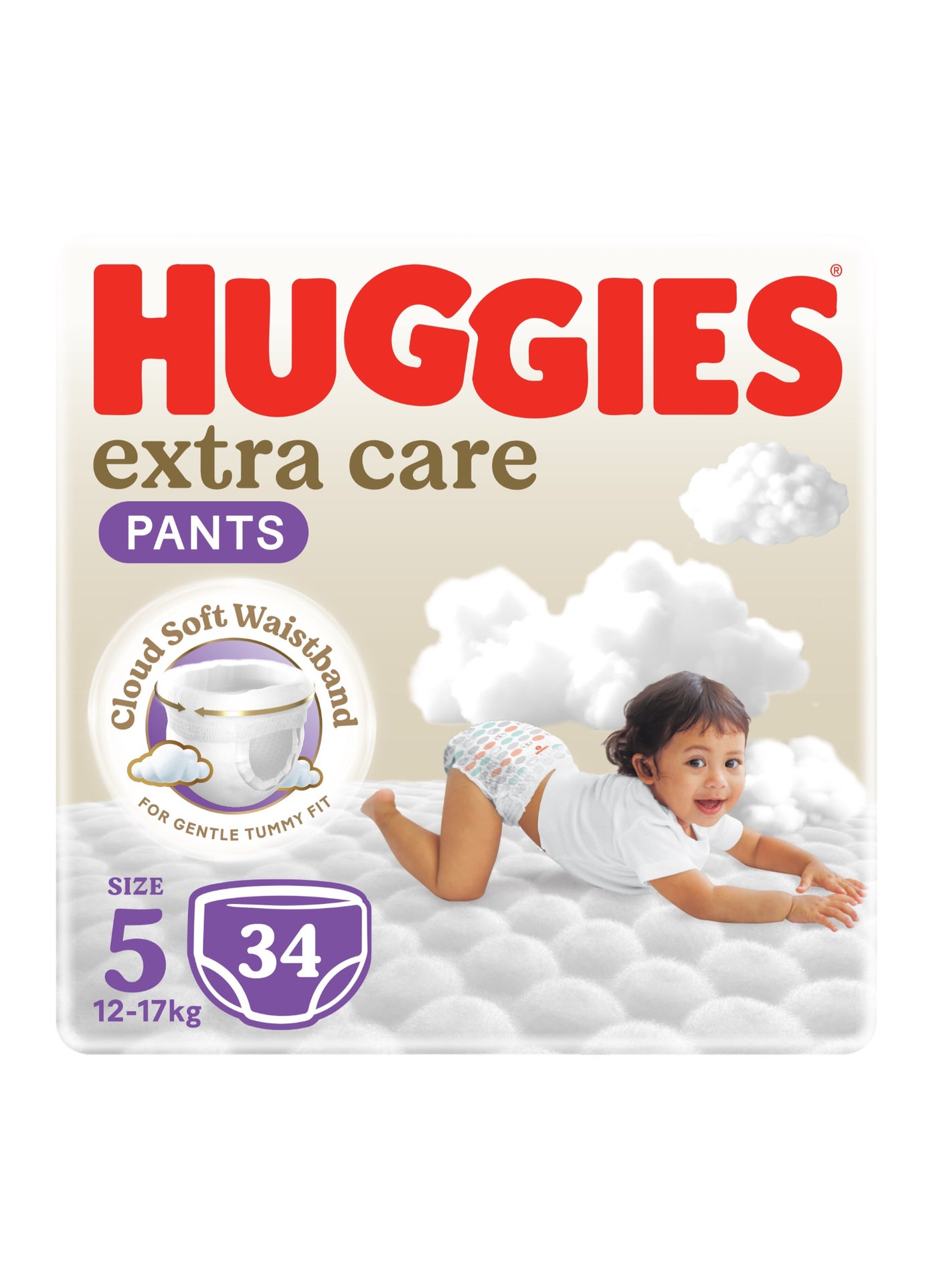 Huggies Extra Care Baby Culottes, Size 5 (12-17 kg), 34 Diaper Pants
