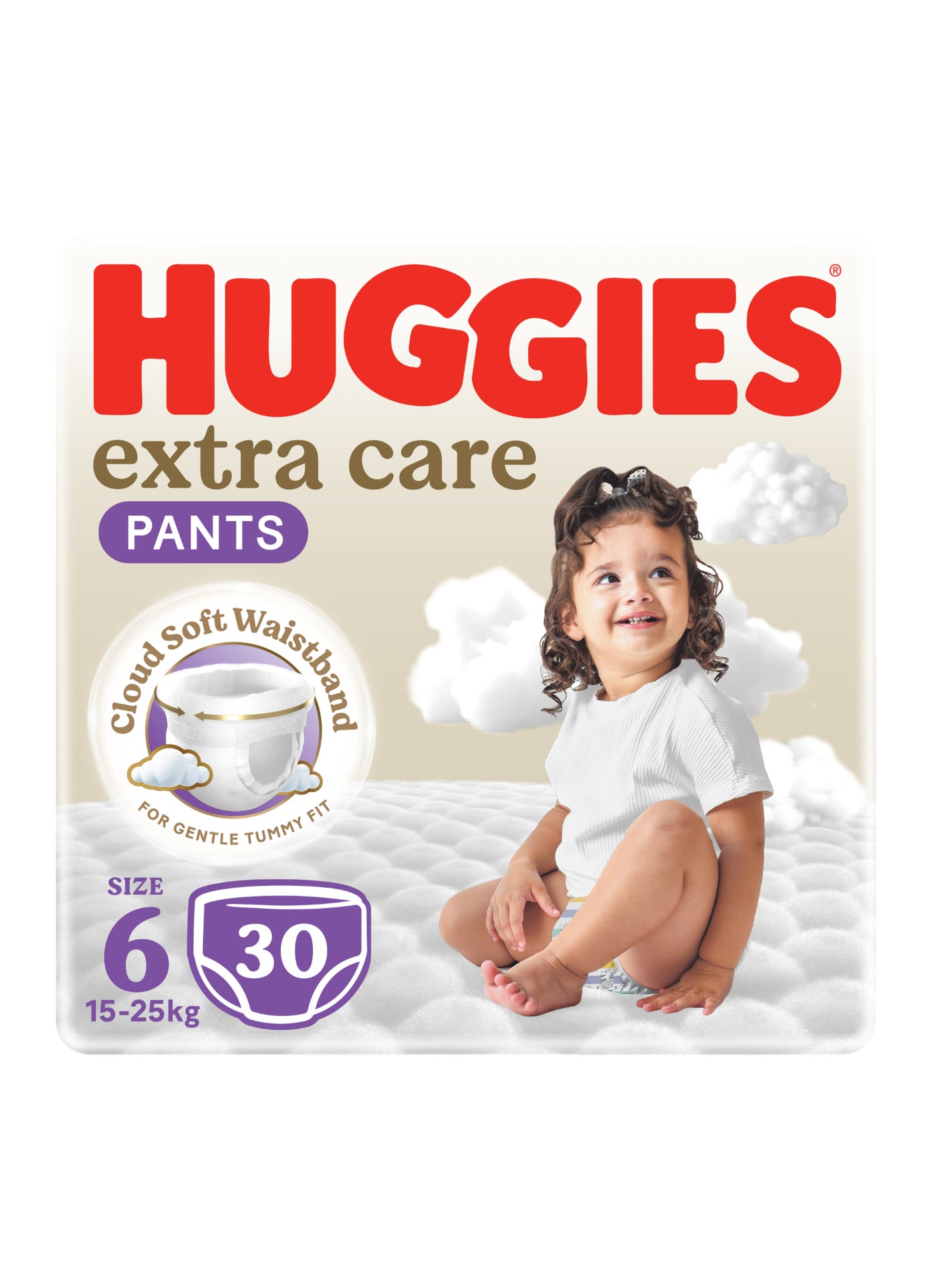 Huggies Extra Care Baby Culottes, Size 6 (15-25 kg), 30 Diaper Pants