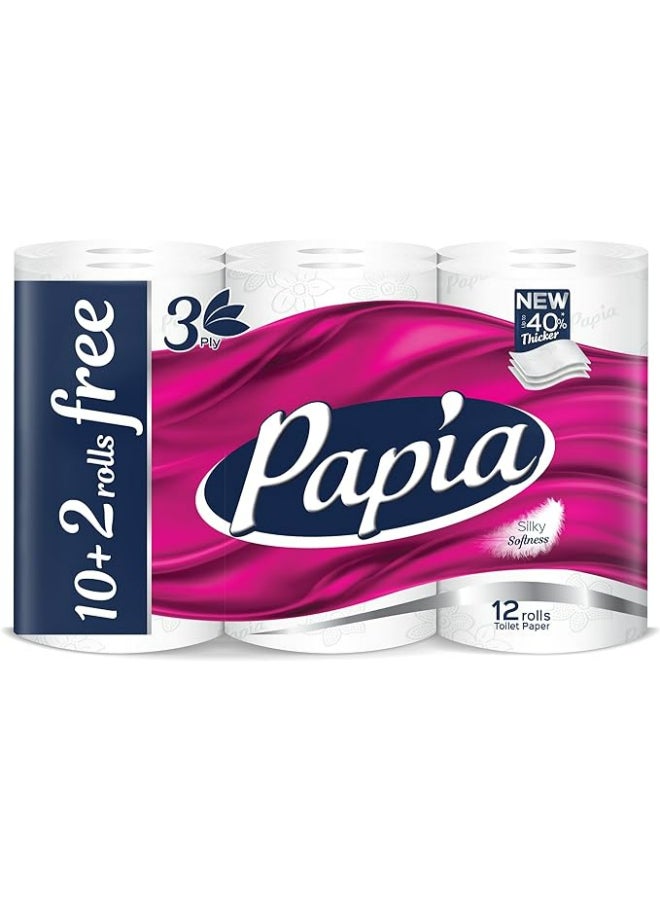 Toilet Rolls Silky Softness - 12 Roll White