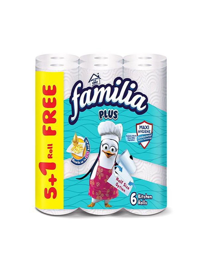 Kitchen Rolls Plus - 6 Roll 2 Ply White