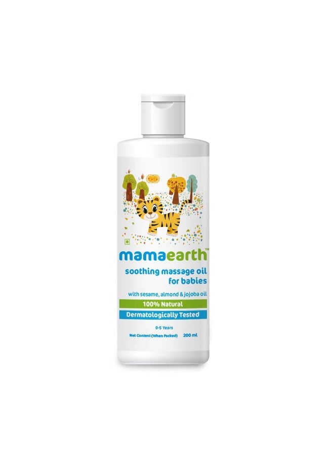 Soothing Baby Massage Oil with Sesame, Almond, Jojoba Oil & Coconut Oil | 100% Natural Baby Oil, Deep Moisturizing Baby Massage Oil, Nourishes Dry Skin, Softens & Hydrates Baby Skin