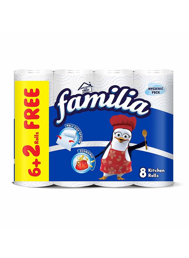 Kitchen Rolls Hygienic Pack - 8 Roll White