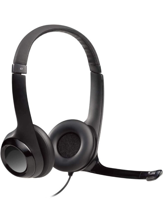 H390 Wired Headset, Stereo Headphones With Noise-Cancelling Microphone, USB, In-Line Controls, PC/Mac/Laptop Black