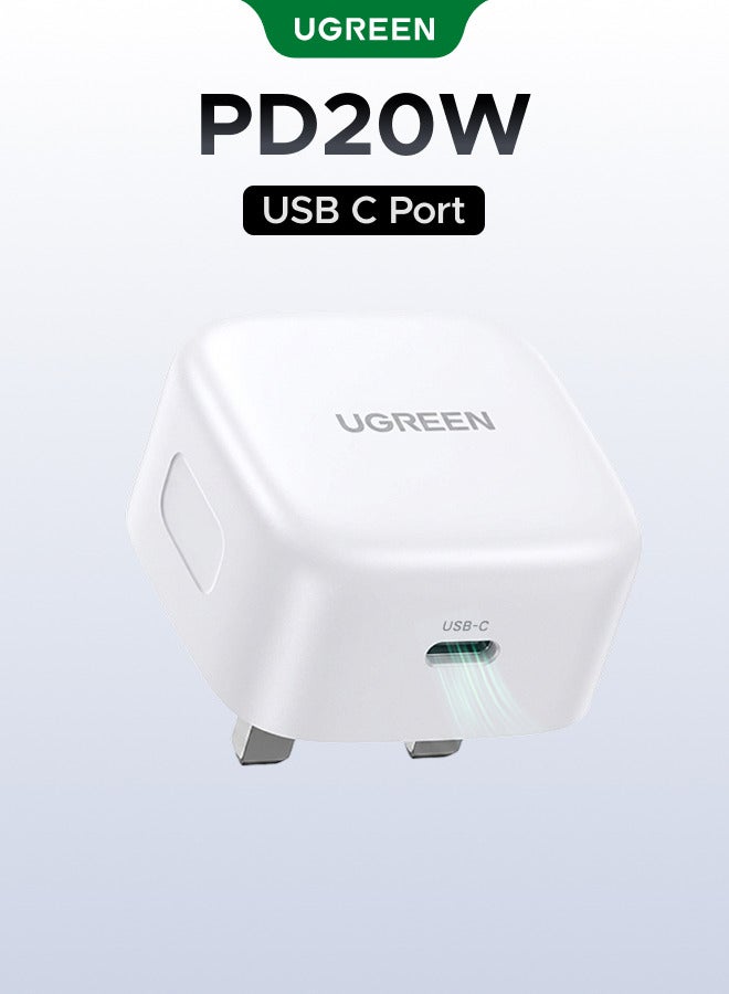 Ugreen iPhone Charger Type C PD 20W Fast USB C Charger iPhone 15 Fast Charger Head Type-C Power Plug Universal Travel Adapter USB-C Plug for iPhone 15/15 Pro Max/15 Pro/15 Plus/14/13/12/11,etc White