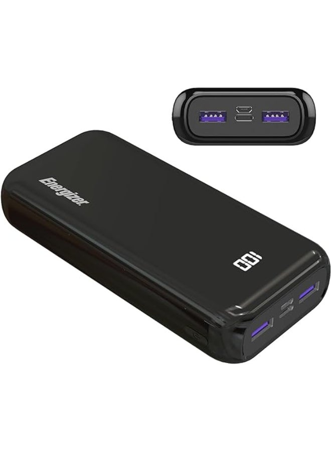 20000 mAh Ultimate Fast Charging PD Power Bank, Triple Outputs - 22.5W Power Delivery For iphones, Dual 18W Smart USB-A For Android Devices, LCD Digital Display, Dual Inputs, Micro-USB And Type-C Black