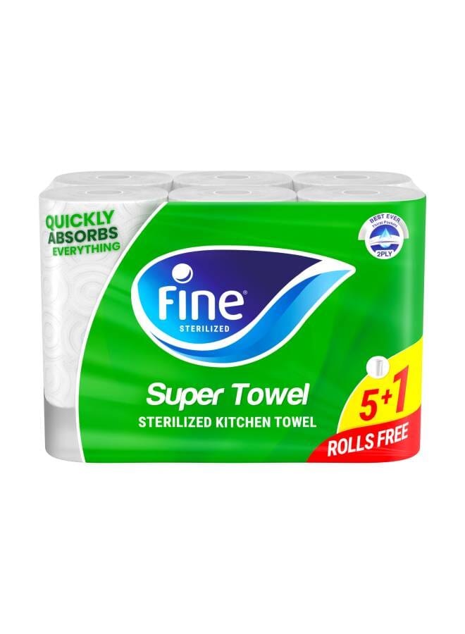 Kitchen Rolls Super Towel - 6 Roll 2 Ply