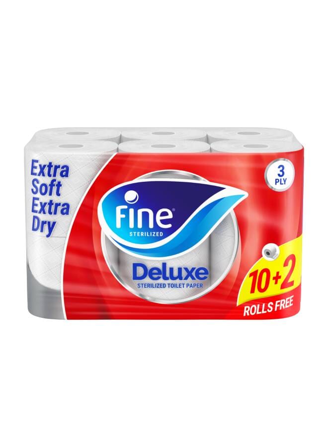 Toilet Rolls Deluxe Velvety Thick - 12 Roll 3 Ply