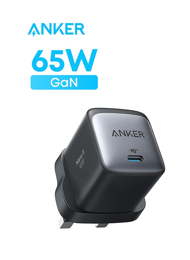 Anker USB C Charger, Nano II 65W GaN II PPS Fast Charger Adapter, Compact Charger for MacBook Pro/Air, Galaxy S26/S25, iPhone 17/16 /15/14 Series, iPad Pro, Huawei, Xiaomi, Redmi, Vivo, Oppo and More (Black) Black