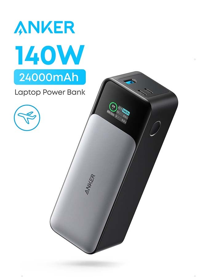 Anker 737 Power Bank (PowerCore 24K), 24,000mAh 3-Port Portable Charger with 140W Output, Smart Digital Display, Compatible with MacBook Pro/ Air, iPhone 17/16 Series, Samsung, Huawei, Dell (Black) Black