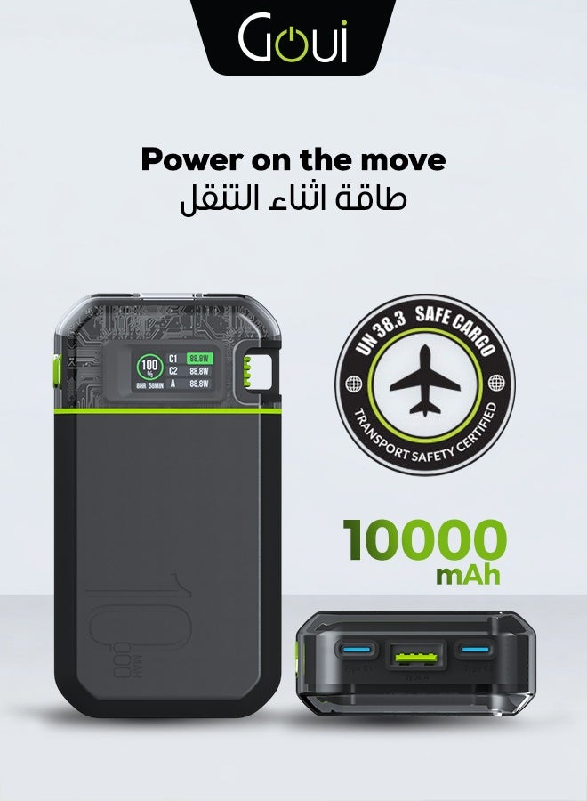 10000 mAh Beast 35W Power Bank - Portable Charger with Simultaneous Charging Functionality, Fast Charging for Smartphones, Tablets, GPS Devices, Bluetooth, MP3/MP4 Players, and More – Compact & Convenient Design for Instant Power Anywhere - Black