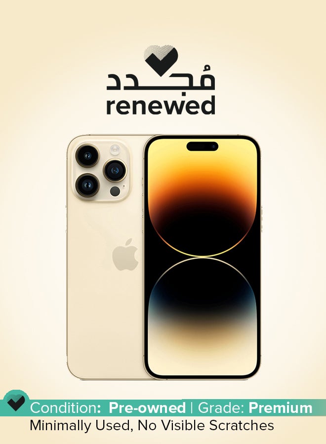 Apple Renewed - iPhone 14 Pro Max 256GB Gold 5G With Facetime - Physical Dual SIM Version