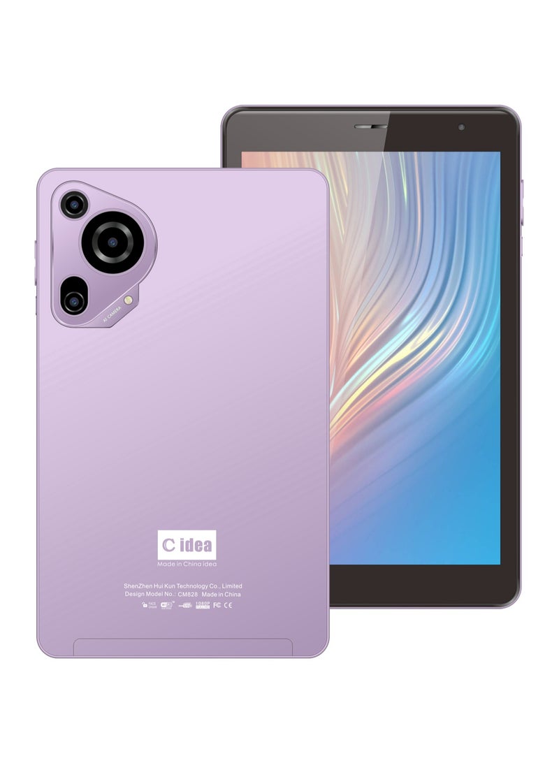 C idea 8-Inch Smart Tablet PC With Keyboard and Stylus IPS Touch Screen Android 8GB RAM 512GB ROM WiFi Single SIM 5G LTE Purple