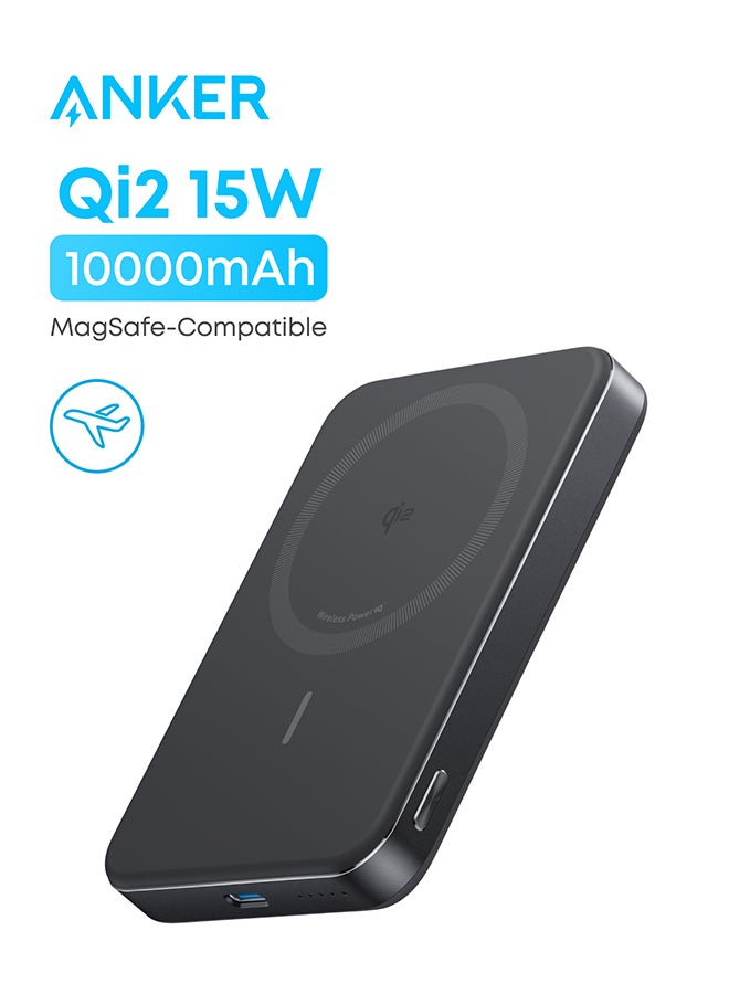 10000 mAh Anker MagGo Power Bank, Ultra-Slim 10,000mAh Magnetic Portable Charger, Qi2 Certified 15W Ultra-Fast MagSafe-Compatible Battery Pack, PD 30W, Ergonomic Design, For iPhone17/16/15/14/13/12 Series (Black) Black