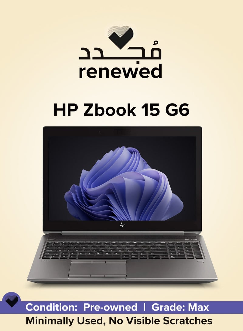 RENEWED - LAPTOP ZBOOK 15 G6 - CPU INTEL CORE I7-9850H - RAM 32 GB DDR4 - HARD 512 GB SSD M.2 NVMe - VGA NVIDIA QUADRO T1000 4 GB DDR5 - 15.6'' INCH LED FULL HD IPS SCREEN English/Arabic Grey