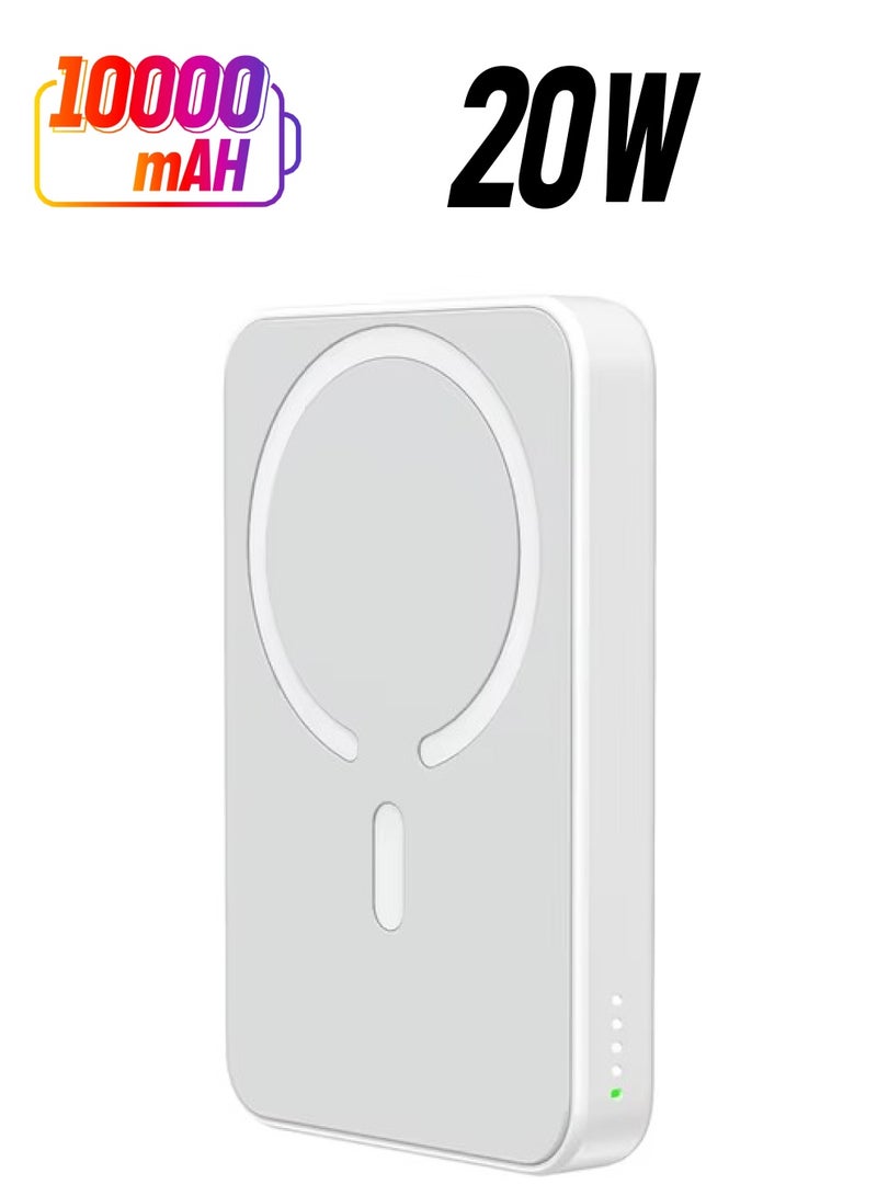 10000 mAh JR-W020 20W Mini Magnetic Wireless Power Bank - White