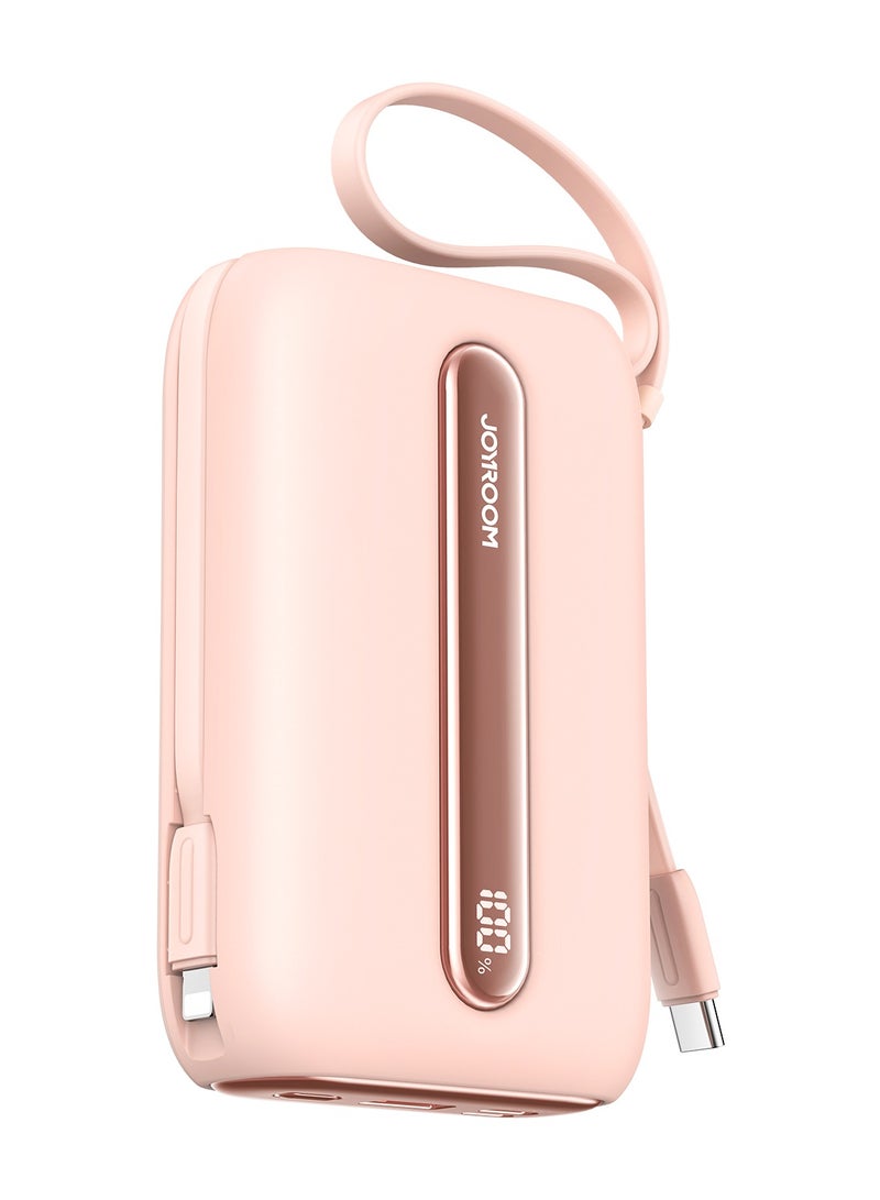 20000 mAh JR-L012 Plus 22.5W Ultra Fast Charging Mini Power Bank With Dual Cables Pink
