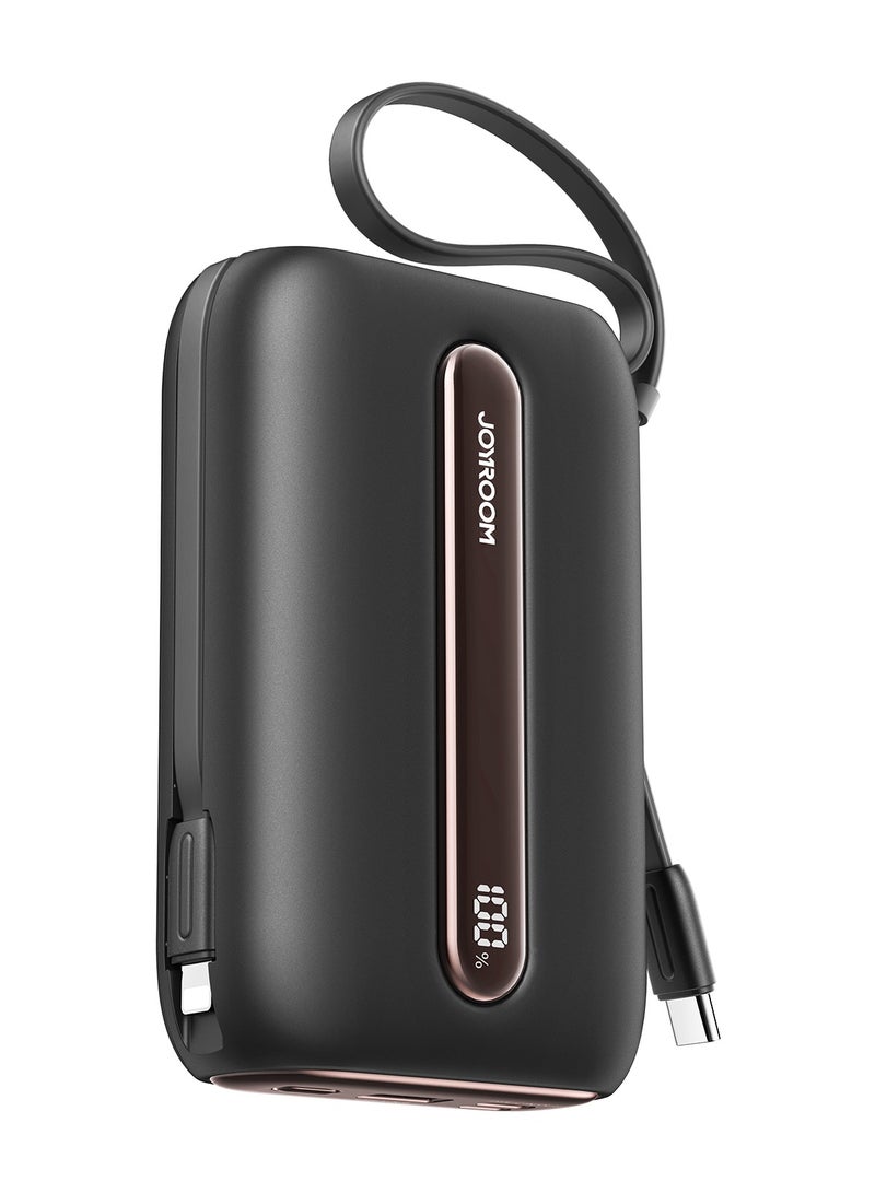 20000 mAh JR-L012 Plus 22.5W Ultra Fast Charging Mini Power Bank With Dual Cables Black