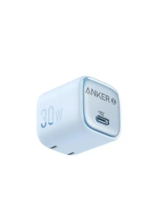 Zolo 30w -Nano III Fast Charger for iPhone 15-16 Series, PPS, PIQ 3.0, Foldable, 30W Blue