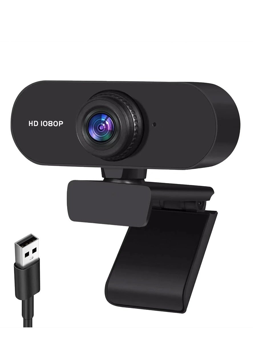 1080P HD Webcam with Microphone - Noise Reduction Streaming Computer Web Camera for Desktop Laptop PC - Autofocus USB Camera for Video Calling Zoom Meeting Black