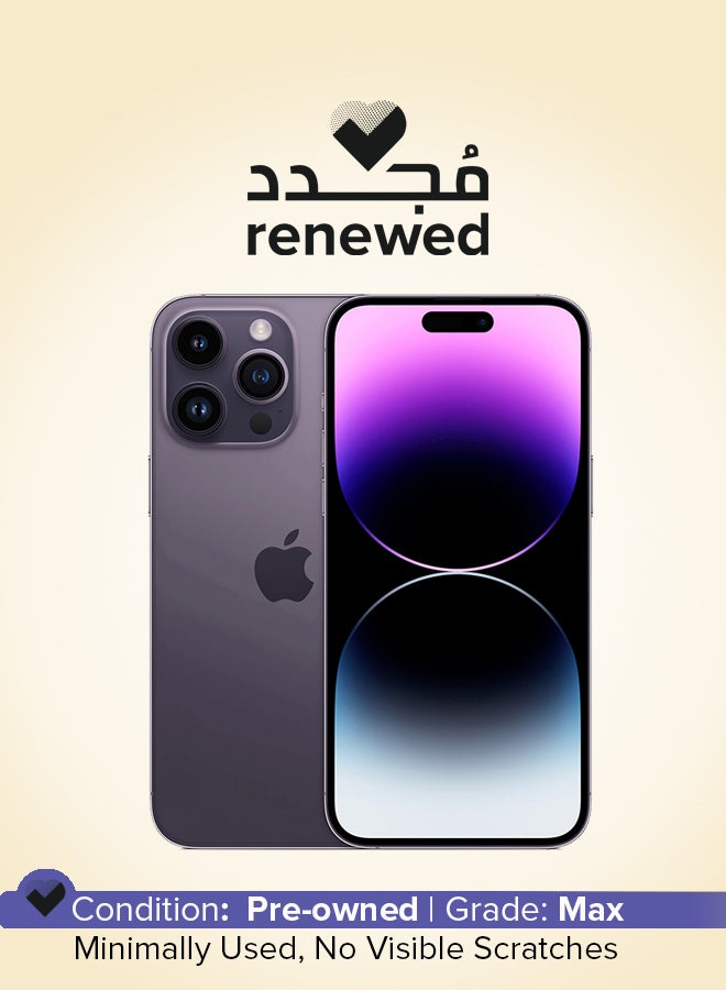 Apple Renewed - iPhone 14 Pro Max 256GB Deep Purple 5G With Facetime - Physical Dual SIM Version
