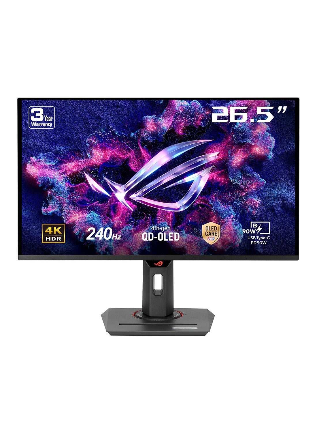 27 Inch ROG Strix OLED 4K UHD QD-OLED Gaming Monitor, 240Hz, 0.03ms GTG, DisplayHDR 400 True Black, 99% DCI-P3, HDMI 2.1, DP 1.4, USB-C 90W PD, OLED Care Pro, ELMB, Auto KVM, Anti-Flicker 2.0, Height/Tilt/Swivel/Pivot Adjustable Stand XG27UCDMG 27 inch Black