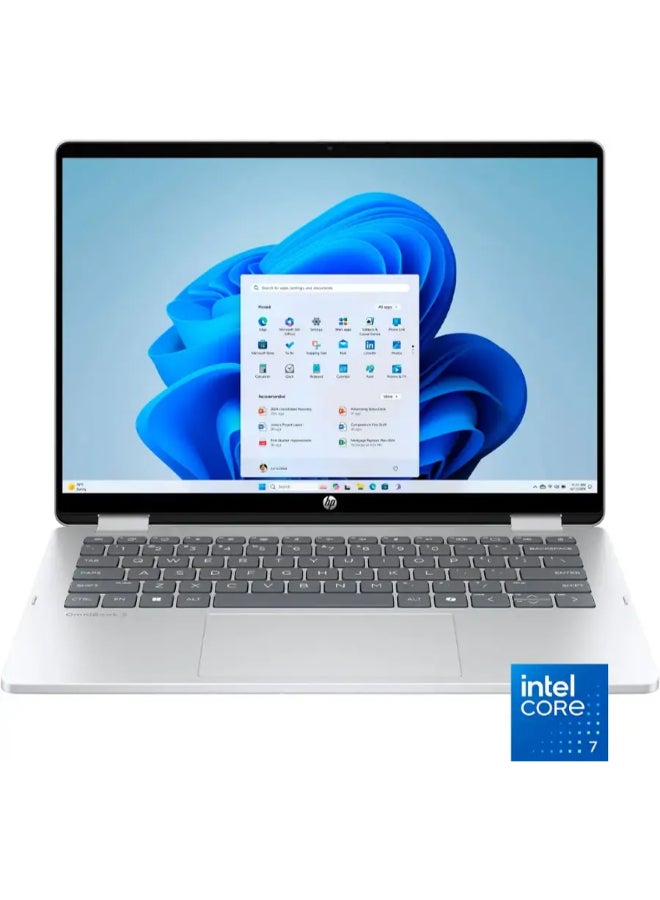 (Upgraded Version) OmniBook 5 Flip Personal Laptop With 14-Inch WUXGA Display, Core 7 150U Processor/16GB RAM/512GB SSD/Intel Arc Graphics/Windows 11 Home English Glacier Silver English Glacier Silver