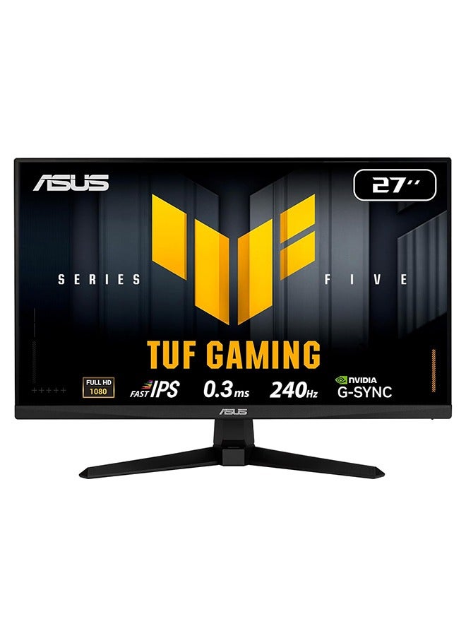 ASUS 27 Inch TUF Gaming 1080P Fast IPS Gaming Monitor, 240Hz, 0.3ms GTG, G-SYNC Compatible & FreeSync Premium, ELMB Sync, 99% sRGB, Gaming AI, DisplayWidget Center, Tilt Swivel Pivot Height Adjustable Stand VG279QM5A black