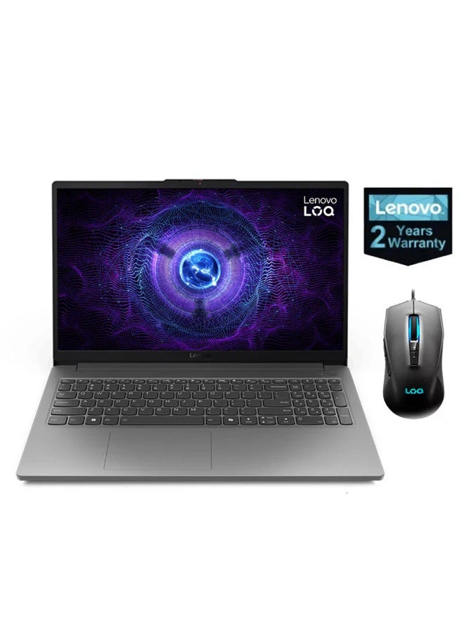 Lenovo LOQ 15IAX9E Laptop, Intel Core i5-12450HX, 512GB SSD, 16GB RAM, 15.6 Inch FHD IPS 144Hz Display, NVIDIA GeForce RTX 4050 6GB, Dos, Luna Grey , with M100 Wired Gaming Mouse Luna Grey