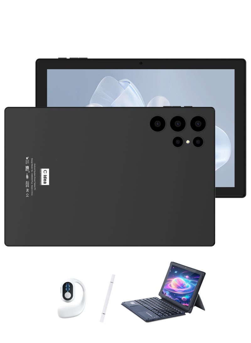 C idea CM8900 Plus 10-Inch Incell Smart Tablet PC with Keyboard Built-in Touchpad 8GB RAM 1TB ROM Dual Camera Single SIM 5G LTE Wi-Fi GPS Android 15 Tablet For Students – Black