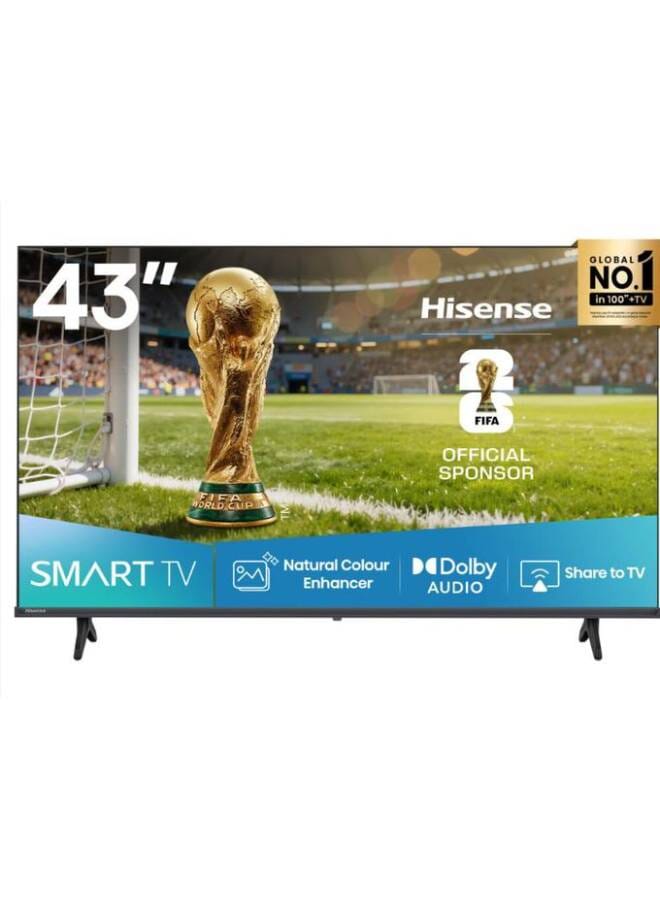 43 Inch Full HD Smart TV – VIDAA OS, Natural Color Enhancer, Game Mode, Dolby Audio, Screen Mirroring, Noise Reduction, HDMI ARC, Wi-Fi, YouTube, Netflix - 2025 43A4Q Black 43A4Q Black