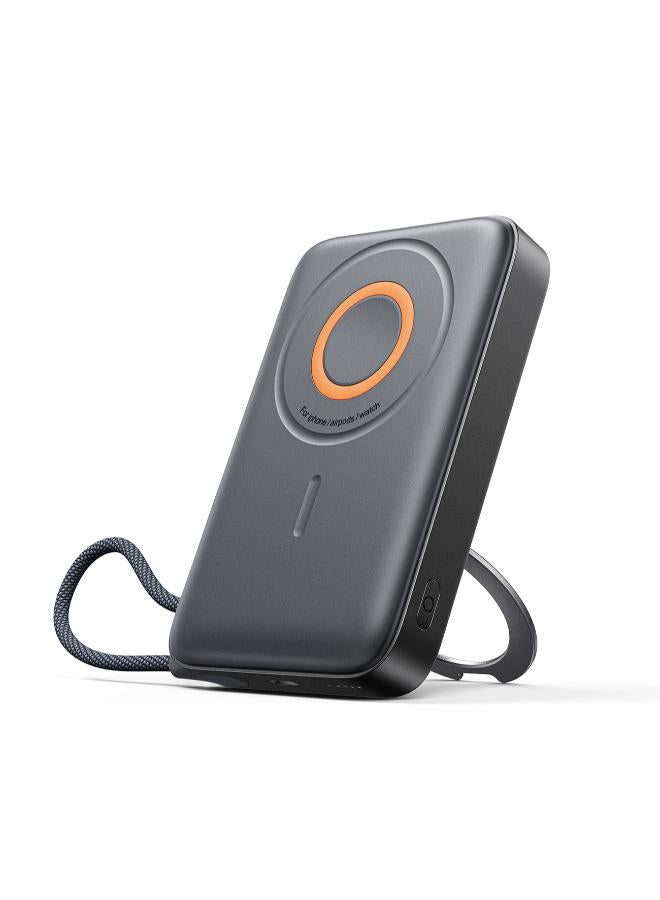 10000 mAh 10,000 mAh 38.5 W (22.5 W Fast Wired Charging, Up to 15 W Wireless MagSafe Charging, and a 5 W Watch-Power Mode) 3‑in‑1 Magnetic Power Bank - Black