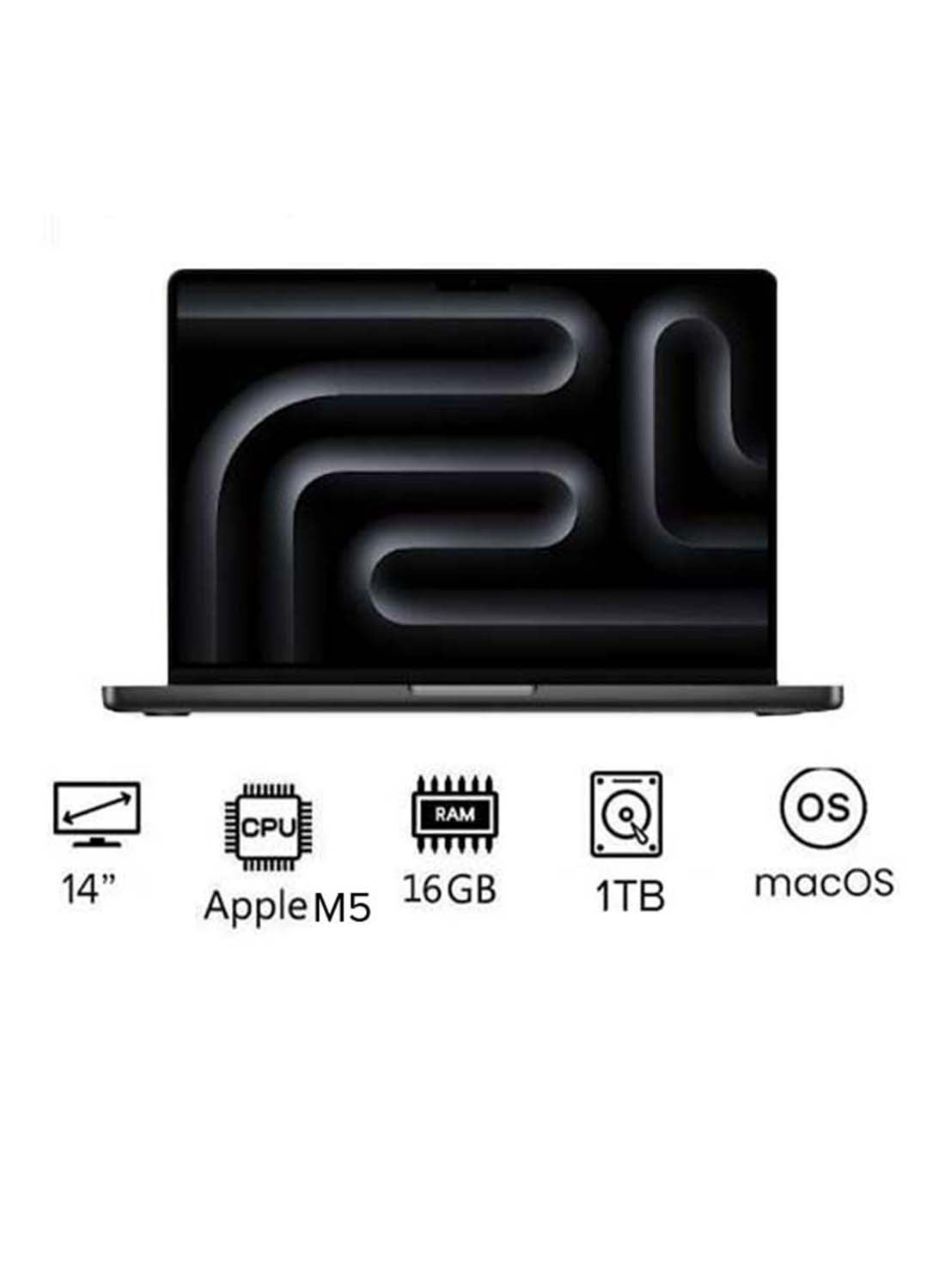 MacBook Pro MDE14 | 14 Inch Display | Apple M5 Chip | 10-Core CPU And 10-Core GPU | 16GB RAM | 1TB SSD | macOS | International Version | English Space Black