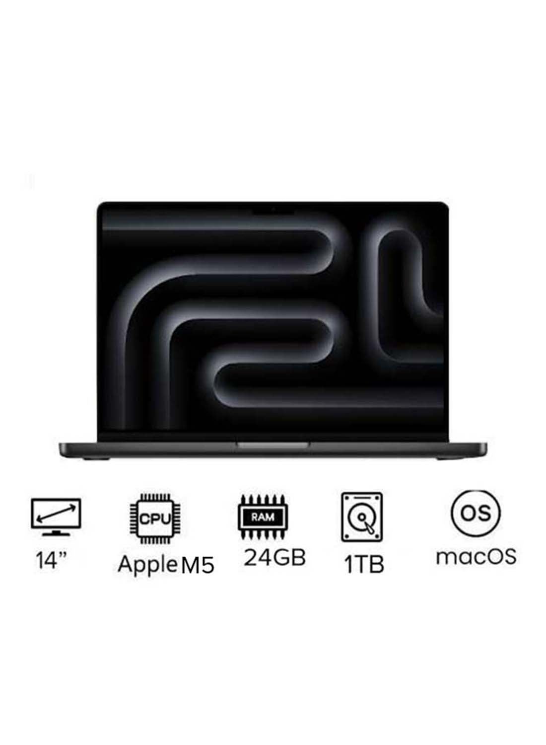 MacBook Pro MDE34 | 14 Inch Display | Apple M5 Chip | 10-Core CPU And 10-Core GPU | 24GB RAM | 1TB SSD | macOS | International Version | English Space Black
