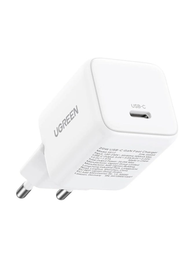 X512 20W GaN 1x USB-C Wall Charger white