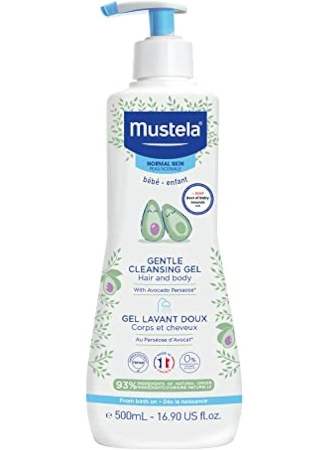 Mustela Baby Gentle Cleansing Gel - Baby Hair & Body Wash - with Natural Avocado fortified with Vitamin B5 - Biodegradable Formula & Tear-Free â€“ 16.90 fl. oz. (Pack of 1)