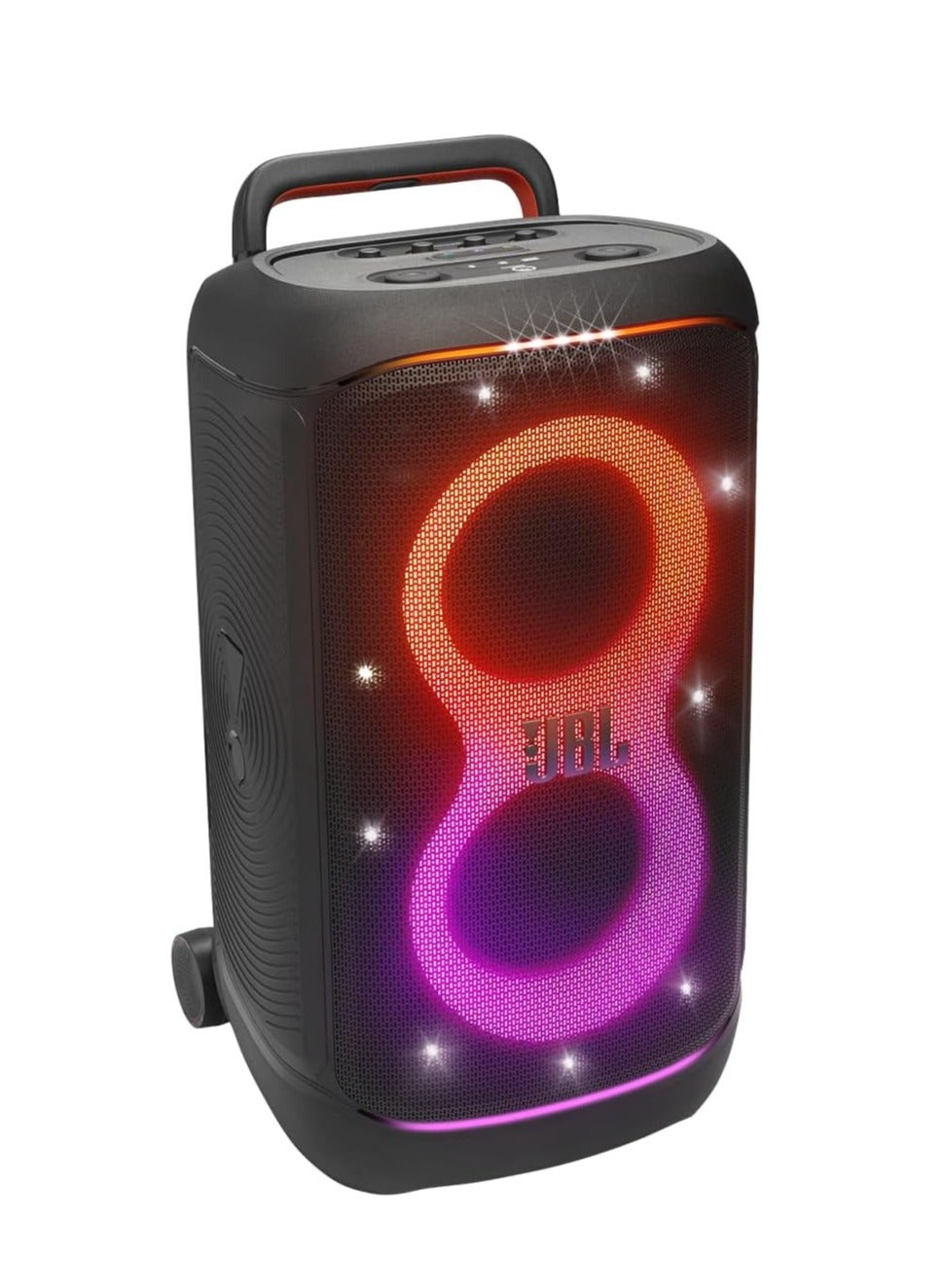 JBL PartyBox 520 Portable Bluetooth Party Speaker with AI Sound Boost, 400W Powerful Sound, Dynamic Light Show, 15H Playtime, Mic & Guitar Inputs, IPX4 Splashproof, Telescopic Handle & Wheels – Black JBLPARTYBOX520EU black