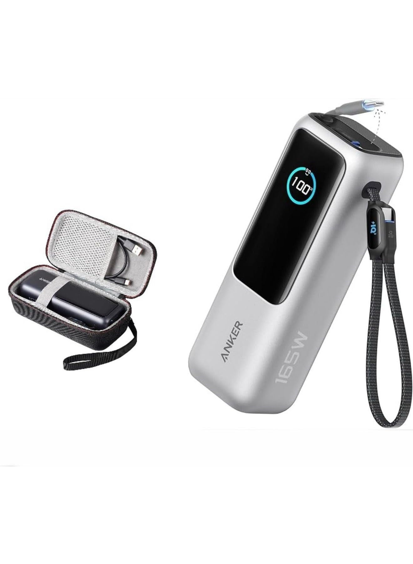 Anker Zolo Power Bank (25K, 165W, Built-In USB-C and Retractable Cable) High-Speed Portable Charger, 1 USB-C, 1 US B-A, Battery Pack for iPhone 16/15/15 Pro/15 Pro Max, MacBook (Case Cover Included)