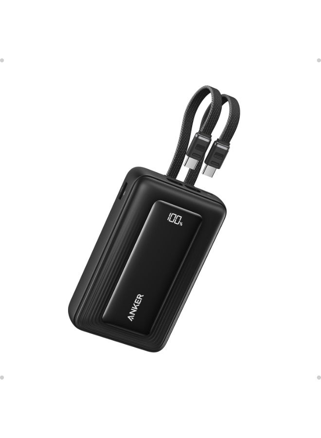 Anker Zolo Power Bank (2025 Upgraded Version), 45W Max Fast Charging, 20,000mAh Battery Pack, Dual Built-in USB-C Cables, USB-C&A Port, for iPhone 17/16 Series, Galaxy, MacBook, and More black