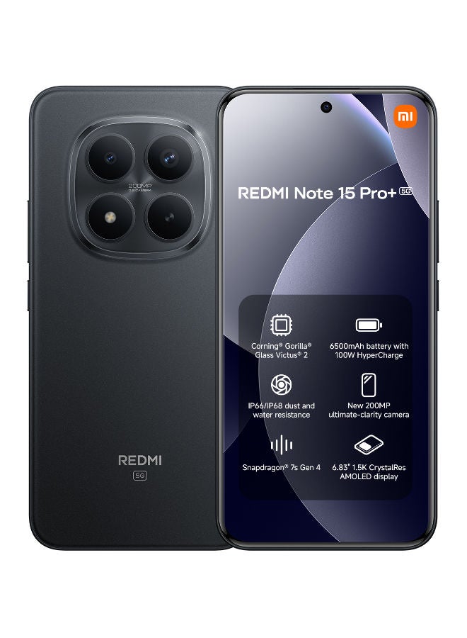 Xiaomi Redmi Note 15 Pro+ Dual SIM Black 12GB RAM 256 5G - Middle East Version