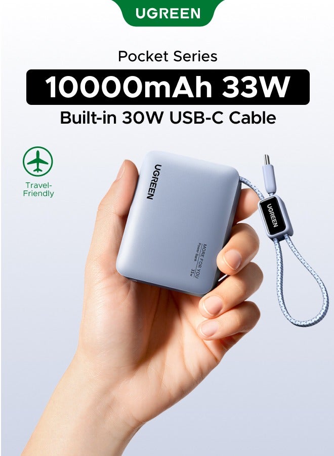 Ugreen 10000mAh 30W Power Bank with Built-in USB-C Cable, Compact Portable Charger, 3-Device Fast Charging Powerbank, 33W for iPhone 18 Pro, iPhone 18 Pro Max, iPhone Duo, Xiaomi/Redmi, for iPhone 18 Pro, iPhone 18 Pro Max, iPhone Duo, iPhone, Samsung, iPad 10000mAh 30W 10000mAh 30W