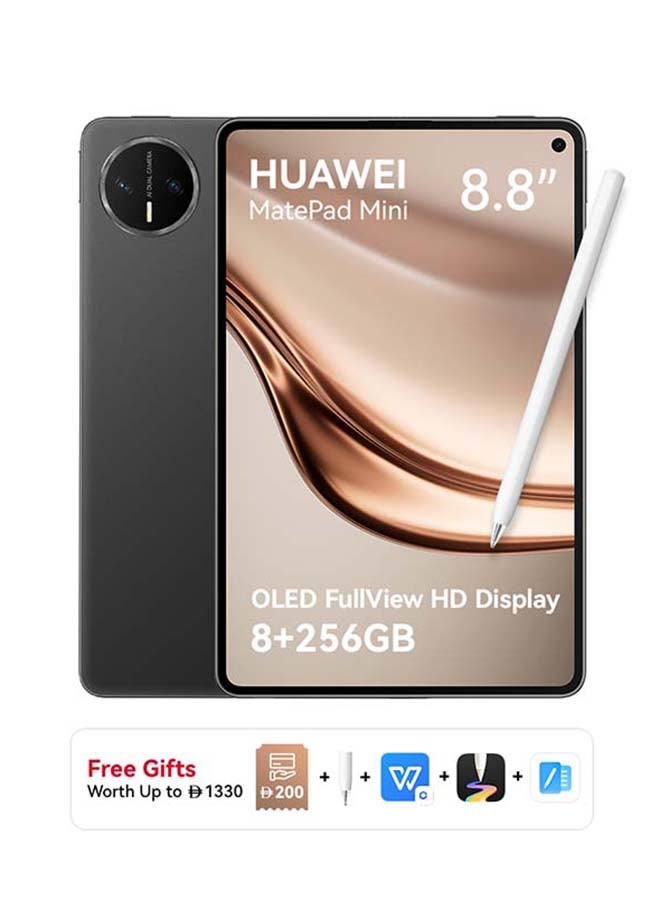 HUAWEI MatePad Mini Tablet 8.8-inch Flexible OLED Display Graphite Black 8GB RAM 256GB 66W SuperCharge inbox WiFi + M-Pencil - Middle East Version