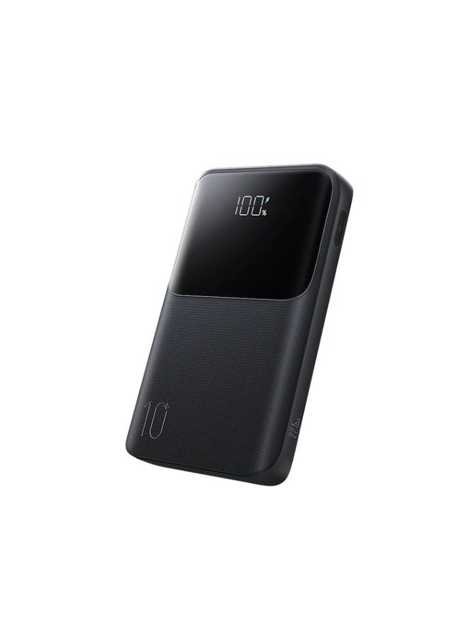 JR-QP191 Star Series Mini Power Bank 10000mAh, 22.5W Max Super Fast Charging, Digital Display, Compact & Lightweight, Dual USB-C In/Out + USB-A - Black