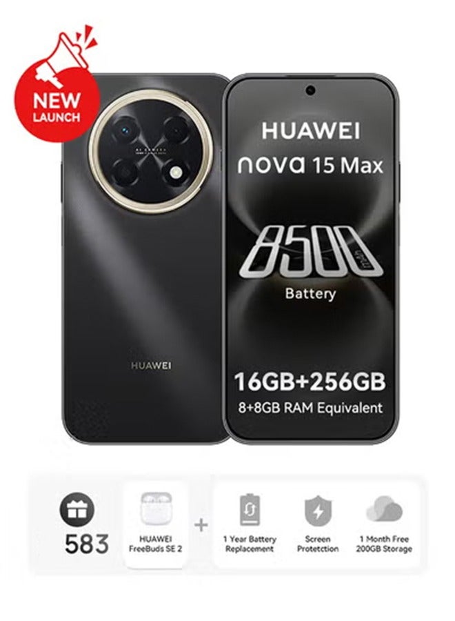 nova 15 Max Dual SIM Golden Black 8+8GB RAM 256GB + FOC + Exclusive 1 year Huawei Care+ With freebuds SE 2 - Middle East Version