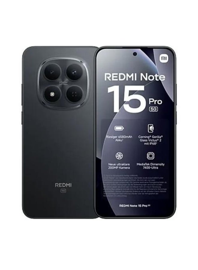 Redmi Note 15 Pro Dual Sim – 512GB, 12GB Ram, 5G,Black
