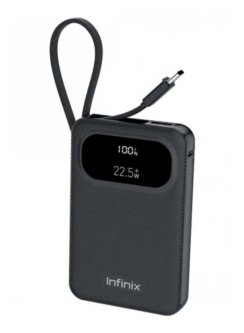 Infinix XPower 10 Pro 10000mAh Power Bank 22.5W Fast Charging With Built-in Type-C Cable black