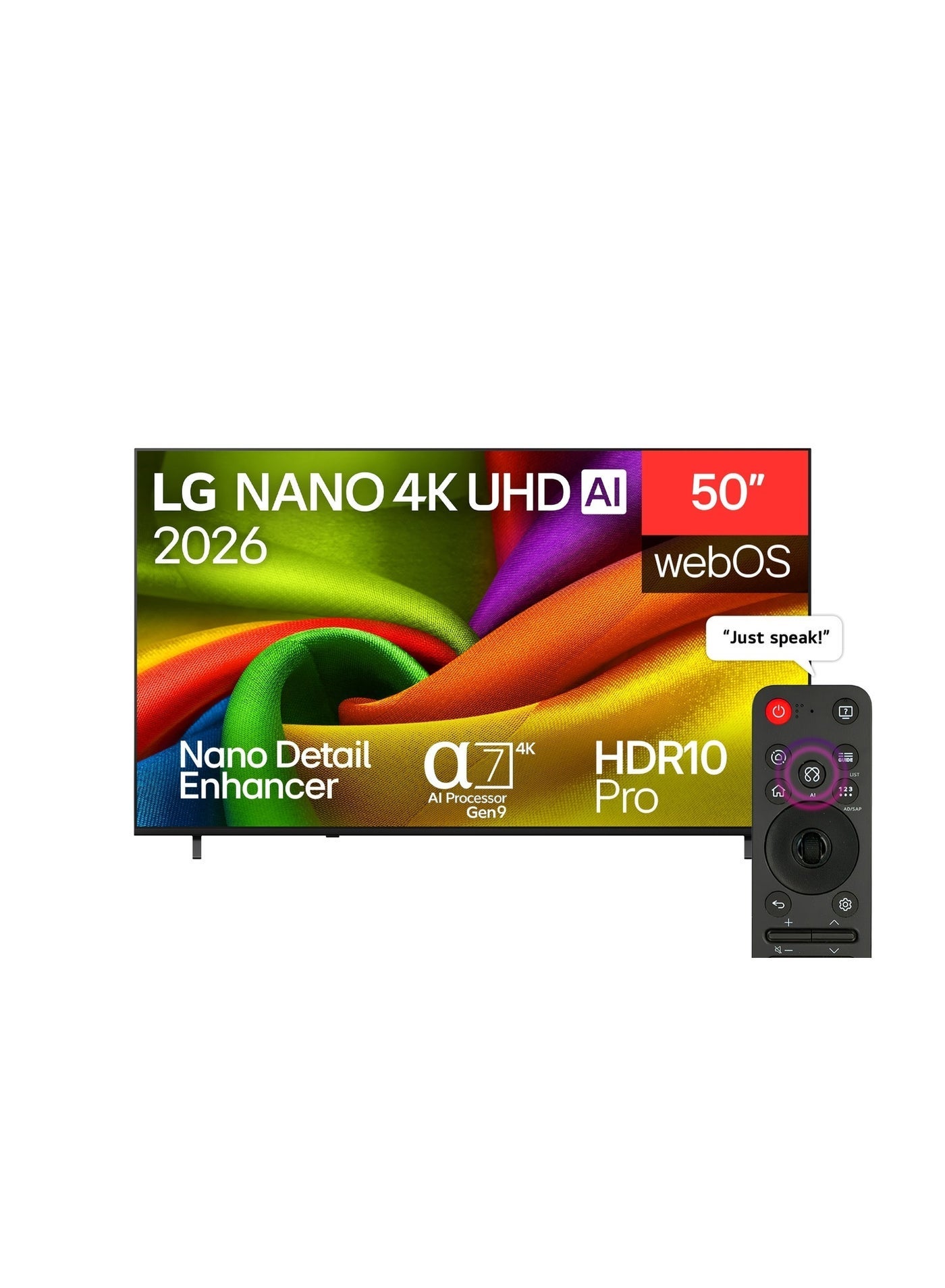 50 inch LG NANO 4K UHD AI NU84B Smart TV 2026 - 50NU840B6LA black