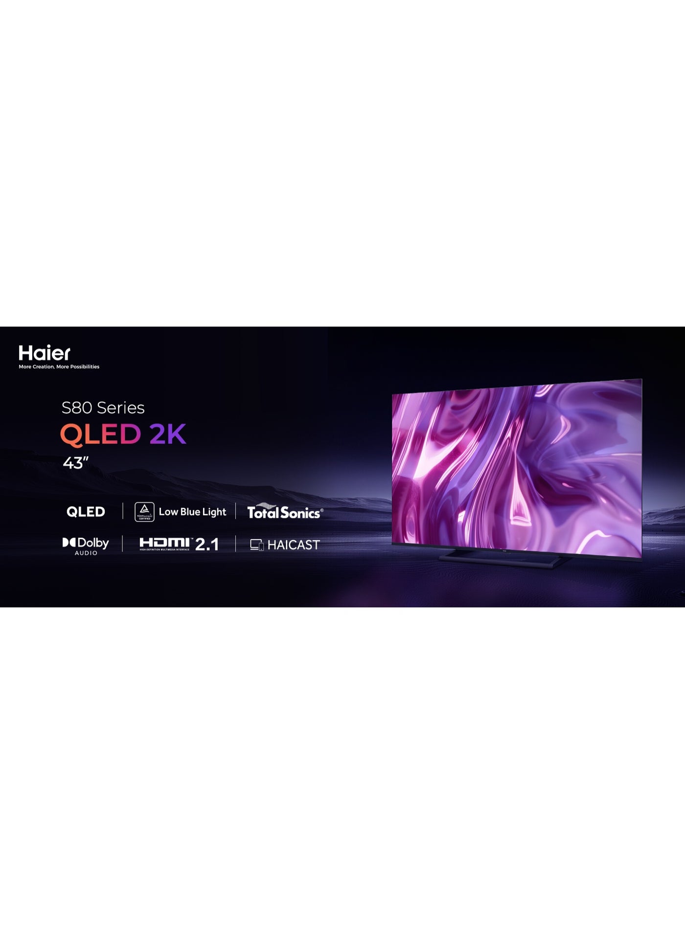 43-Inch Full HD Smart Google TV with Wide Color Gamut, HDR10, Chromecast, Bluetooth 5.1 & Built-in Satellite Receiver H43S80GFX black