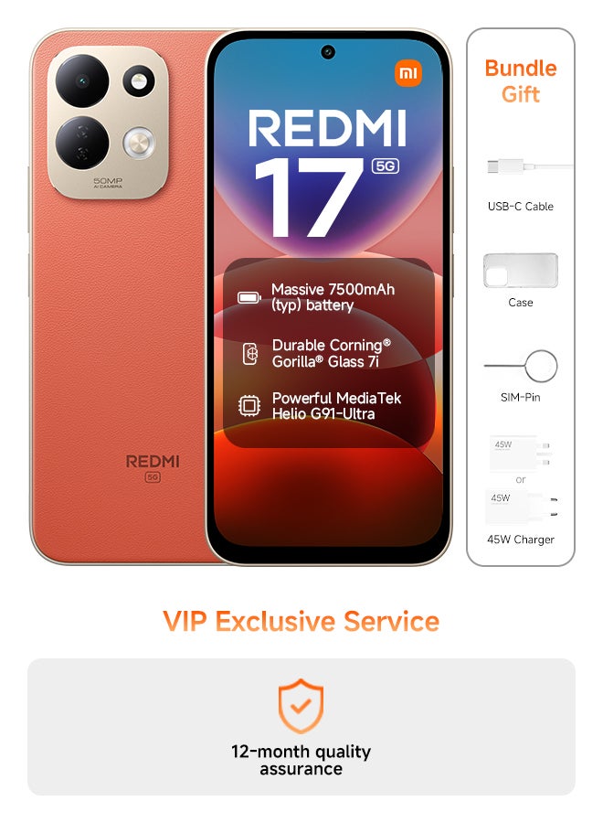 Redmi 17 Dual SIM 5G Orange 4GB RAM 128GB - Global Version