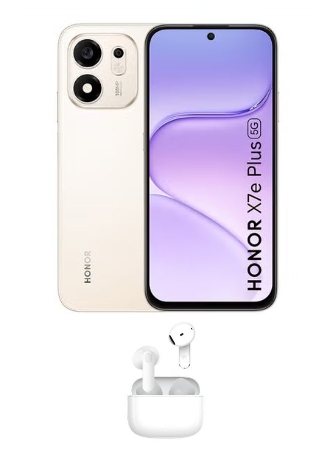 Honor X7e Plus Dual SIM 5G 8GB RAM 256GB Desert Gold With Free Choice Earbuds X7e (Color of gift may vary) - Middle East Version